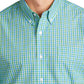 Men's Long Sleeve Gingham Shirt - S654 - Green/Aqua