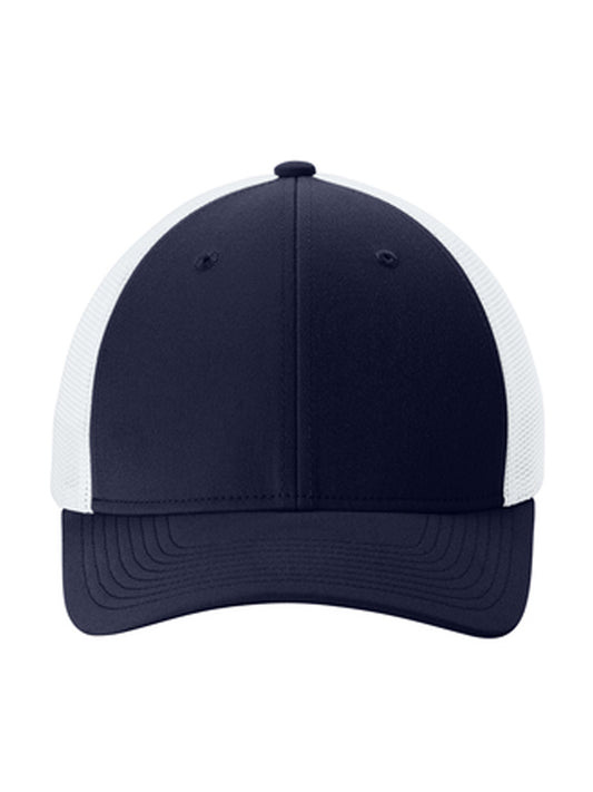 Moisture Wicking Stretch-Tek Mesh Back Cap - STC60 - True Navy/ White