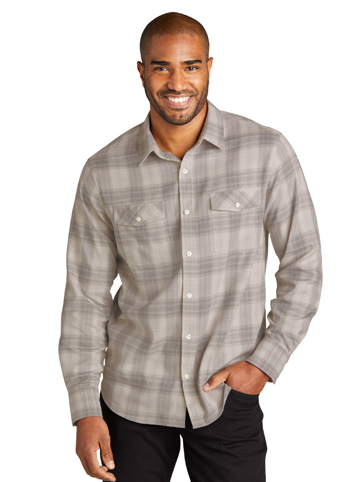 Men's Long Sleeve Ombre Plaid Shirt