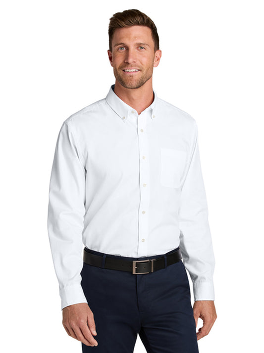 Men's 1-Pocket Easy Care Long Sleeve Shirt - W816 - White