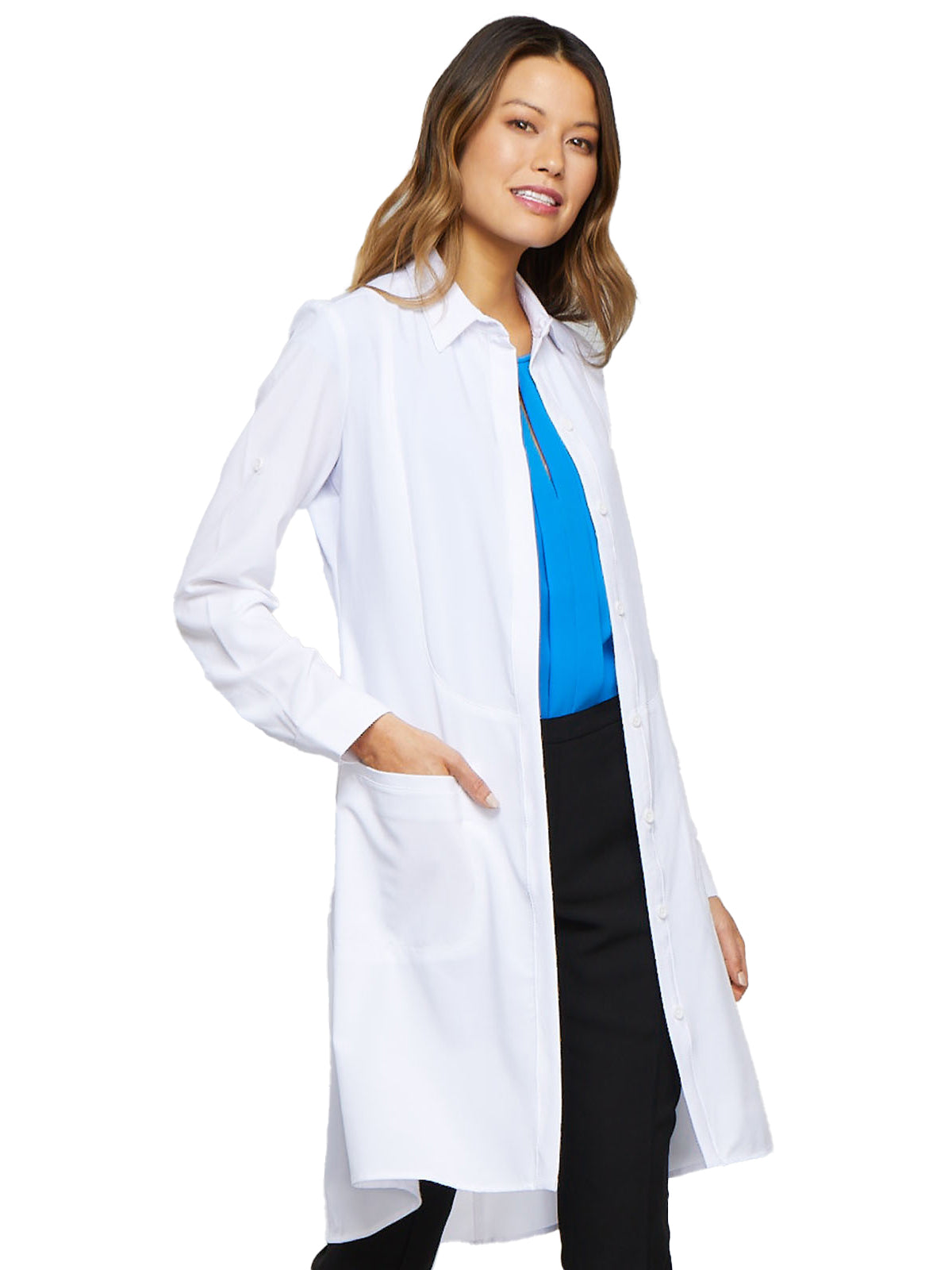 Women's Two-Pocket 40" Full-Length Button Cuff Sleeves Lab Coat