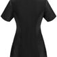 Women's Stretch Rib-knit Back Panel Round Neck Top - 2624A - Black