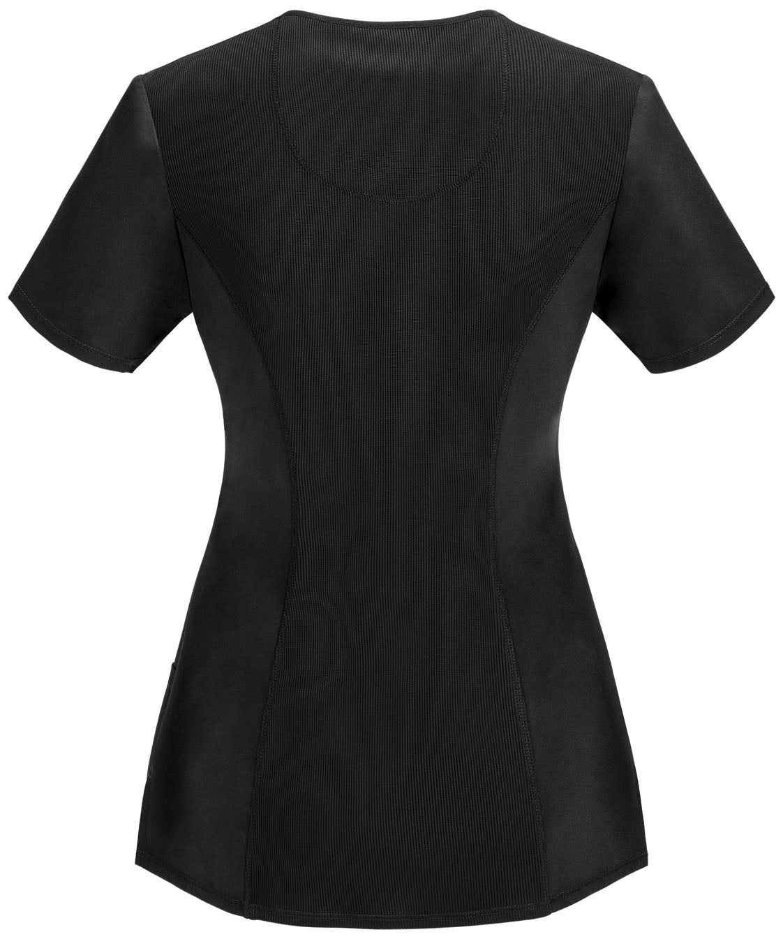 Women's Stretch Rib-knit Back Panel Round Neck Top