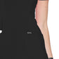 Women's Stretch Rib-knit Back Panel Round Neck Top - 2624A - Black
