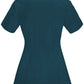 Women's Stretch Rib-knit Back Panel Round Neck Top - 2624A - Caribbean Blue