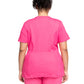 Women's Stretch Rib-knit Back Panel Round Neck Top - 2624A - Carmine Pink