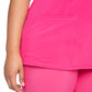 Women's Stretch Rib-knit Back Panel Round Neck Top - 2624A - Carmine Pink