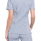 Women's Stretch Rib-knit Back Panel Round Neck Top - 2624A - Grey