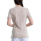 Women's Stretch Rib-knit Back Panel Round Neck Top - 2624A - Khaki