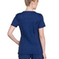 Women's Stretch Rib-knit Back Panel Round Neck Top - 2624A - Navy