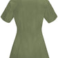 Women's Stretch Rib-knit Back Panel Round Neck Top - 2624A - Olive