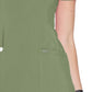 Women's Stretch Rib-knit Back Panel Round Neck Top - 2624A - Olive
