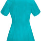 Women's Stretch Rib-knit Back Panel Round Neck Top - 2624A - Teal Blue