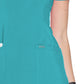 Women's Stretch Rib-knit Back Panel Round Neck Top - 2624A - Teal Blue