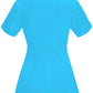 Women's Stretch Rib-knit Back Panel Round Neck Top - 2624A - Turquoise