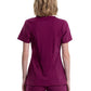 Women's Stretch Rib-knit Back Panel Round Neck Top - 2624A - Wine