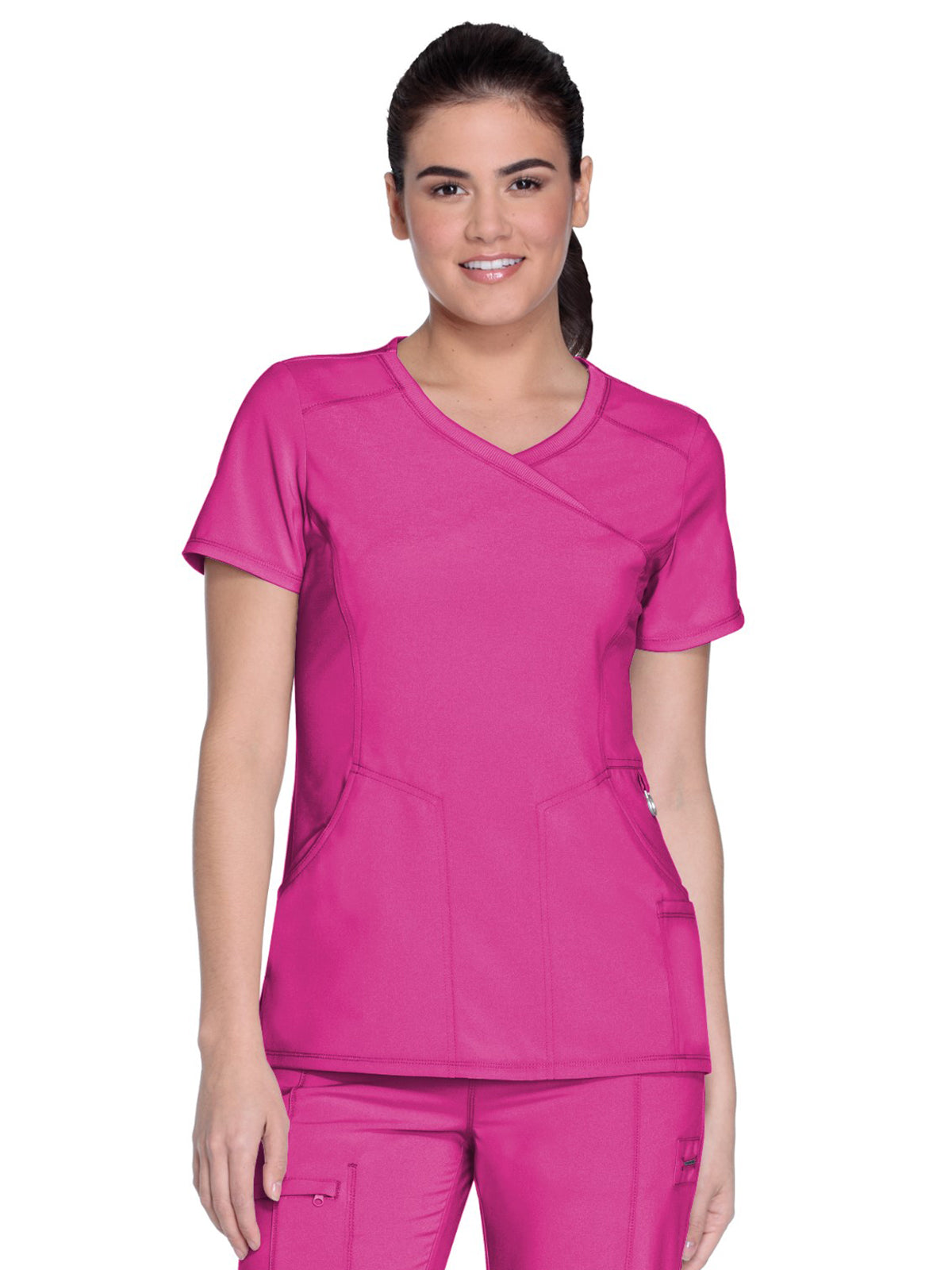 Women's 4-Pocket Mock Wrap Scrub Top