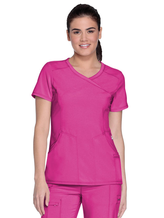 Women's 4-Pocket Mock Wrap Scrub Top