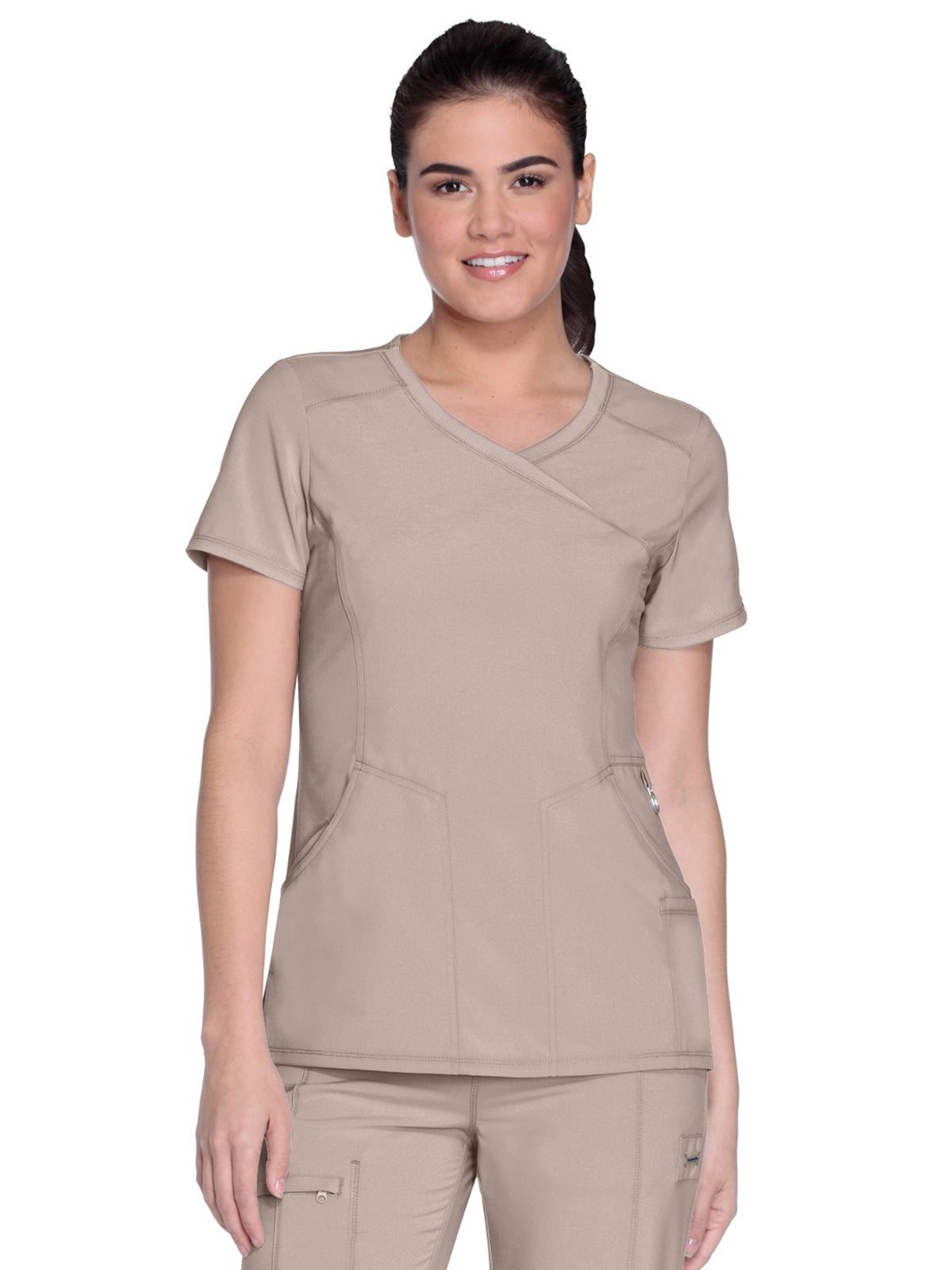 Women's 4-Pocket Mock Wrap Scrub Top