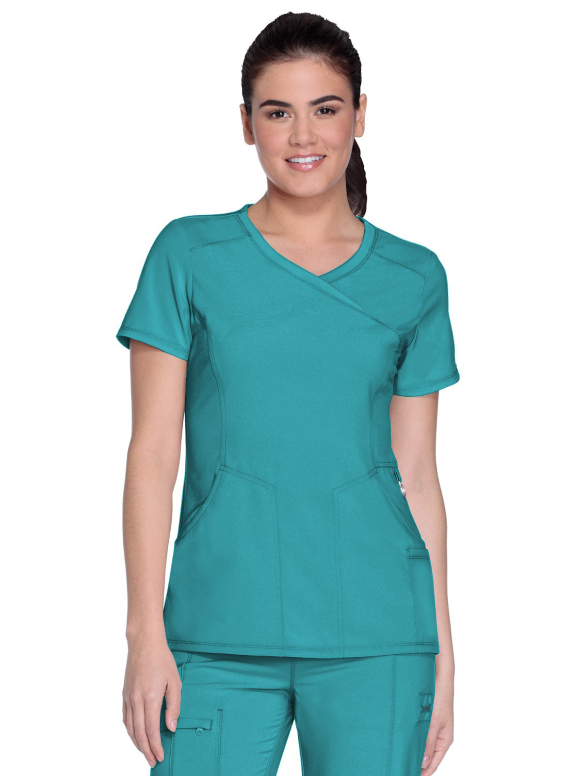 Women's 4-Pocket Mock Wrap Scrub Top