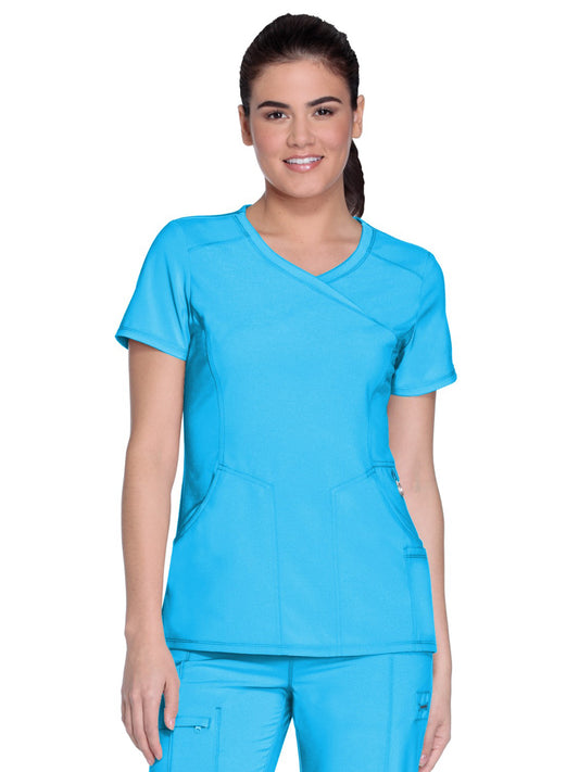 Women's 4-Pocket Mock Wrap Scrub Top