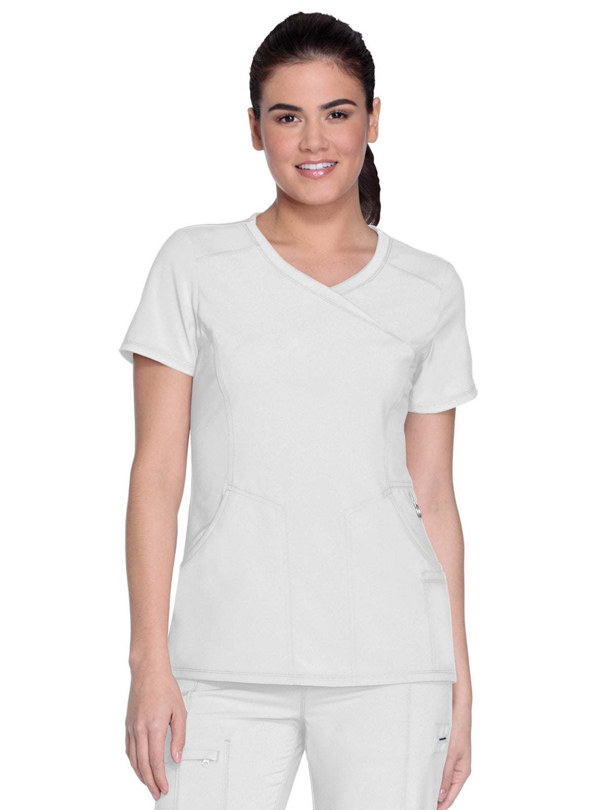 Women's 4-Pocket Mock Wrap Scrub Top