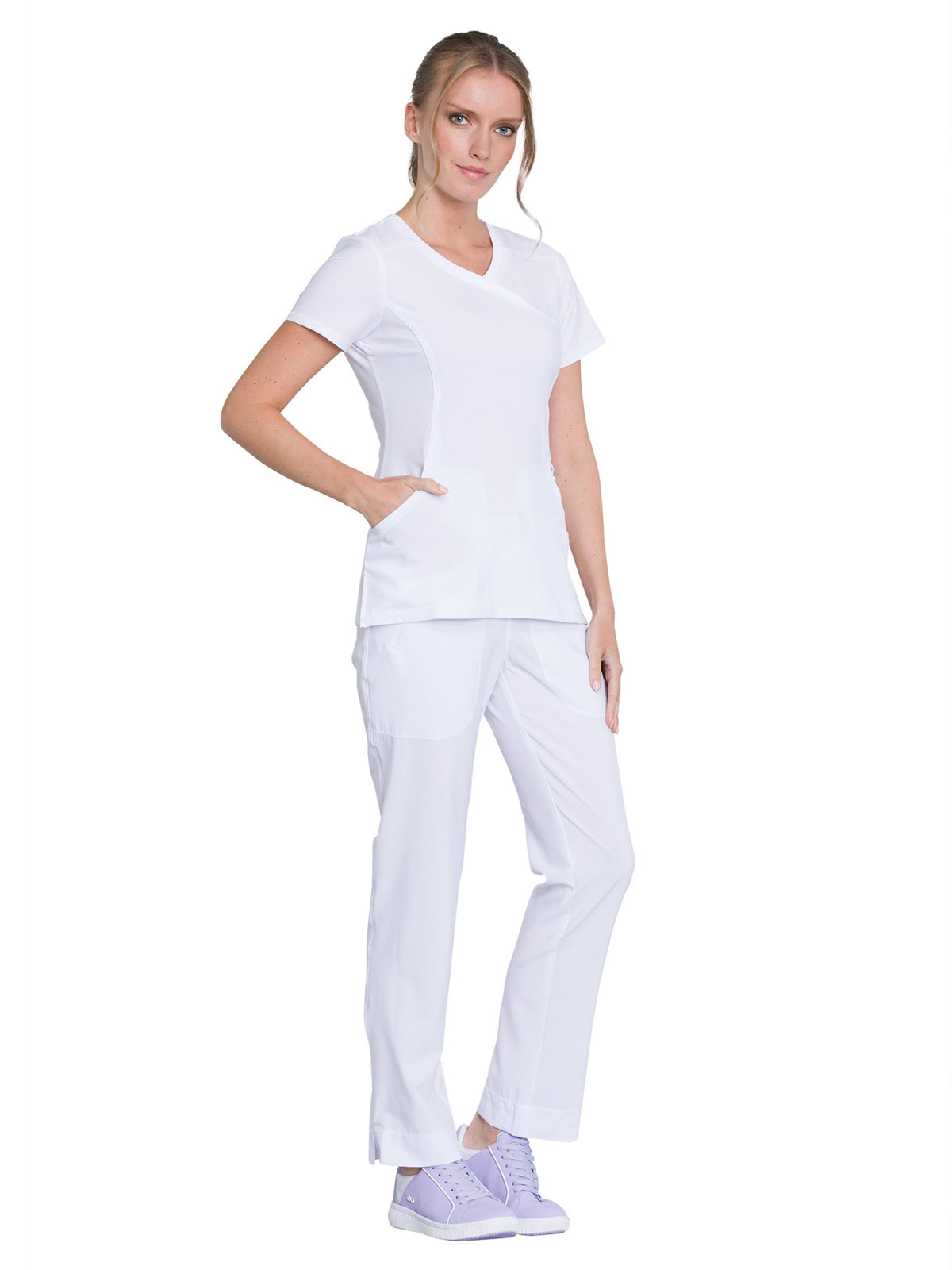 Women's 4-Pocket Mock Wrap Scrub Top