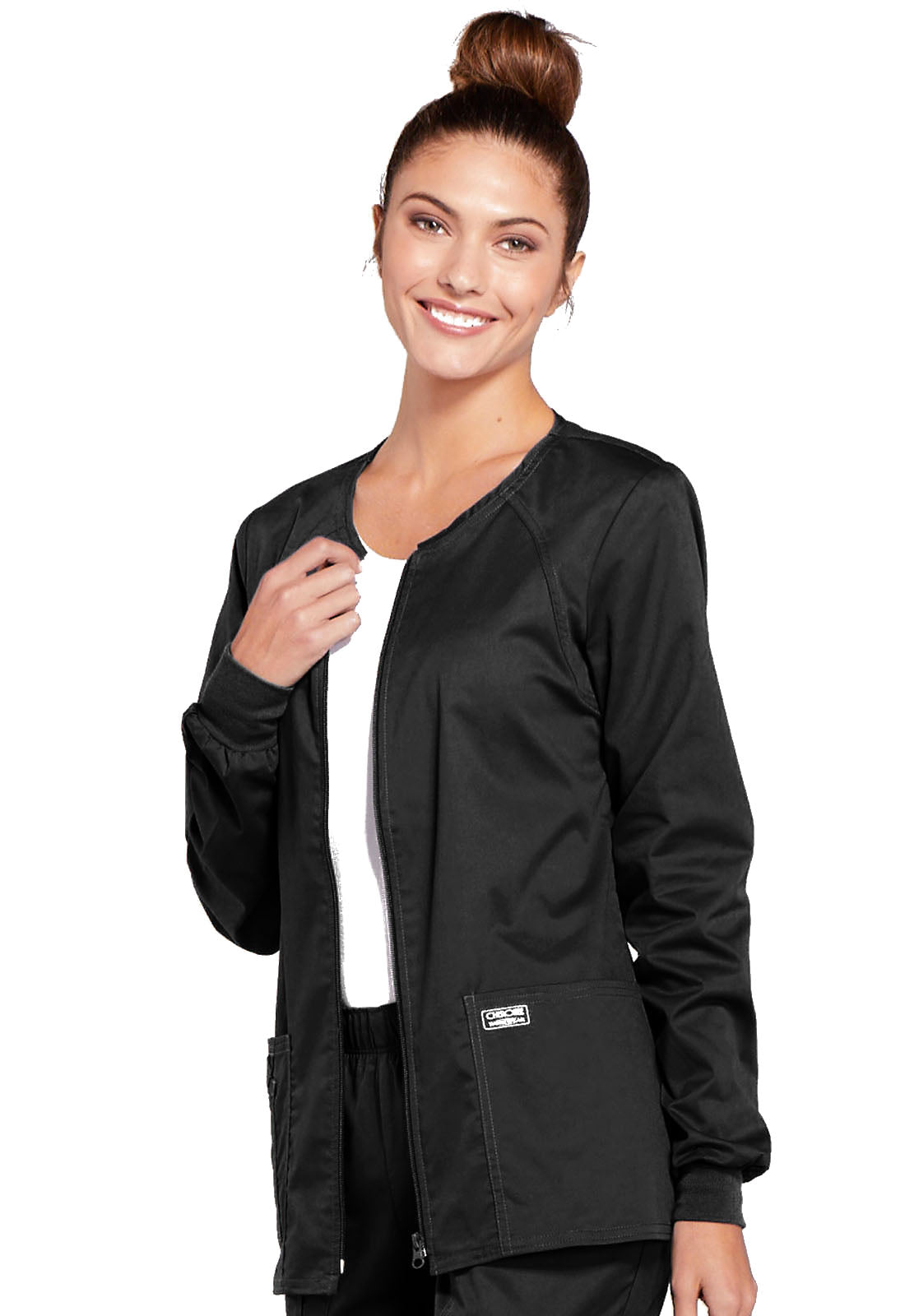 Women's 3-Pocket Zip Front Scrub Jacket