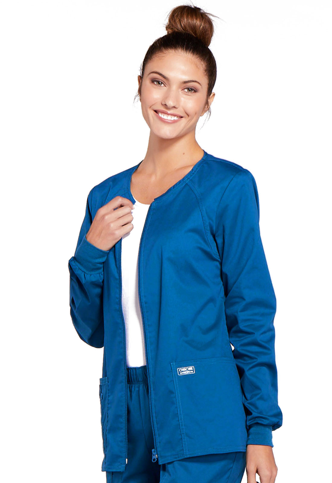 Women's 3-Pocket Zip Front Scrub Jacket