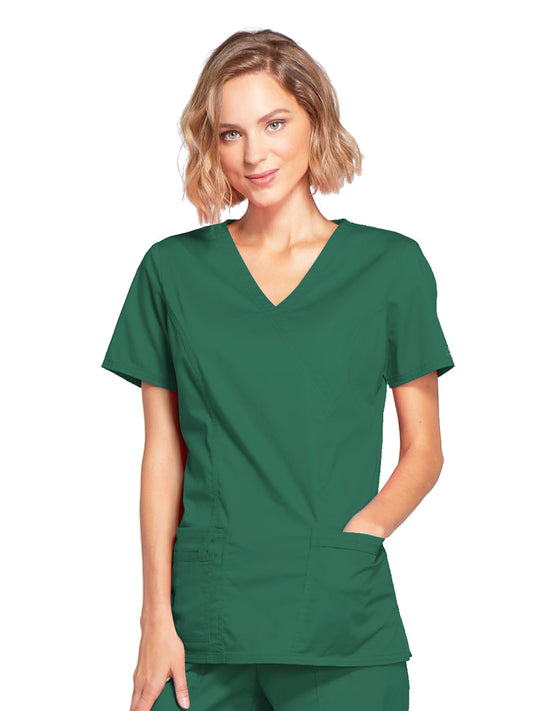 Women's 3-Pocket Mock Wrap Scrub Top