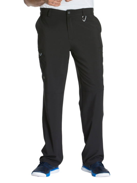 Men's Zip Fly Button Closure Tapered Leg Pant