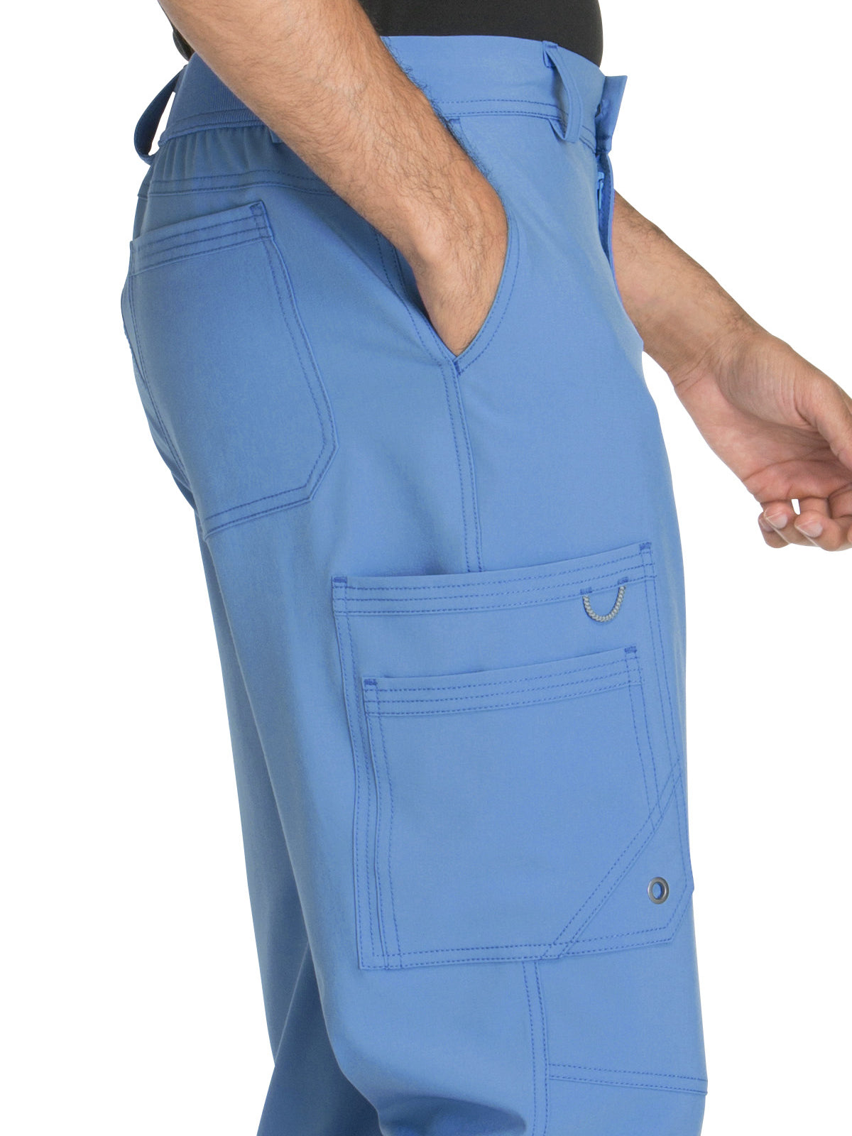 Men's Zip Fly Button Closure Tapered Leg Pant