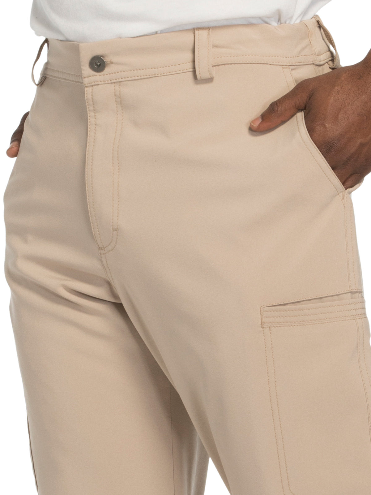 Men's Zip Fly Button Closure Tapered Leg Pant