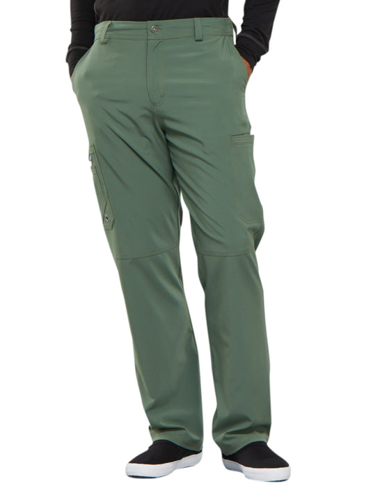 Men's Zip Fly Button Closure Tapered Leg Pant