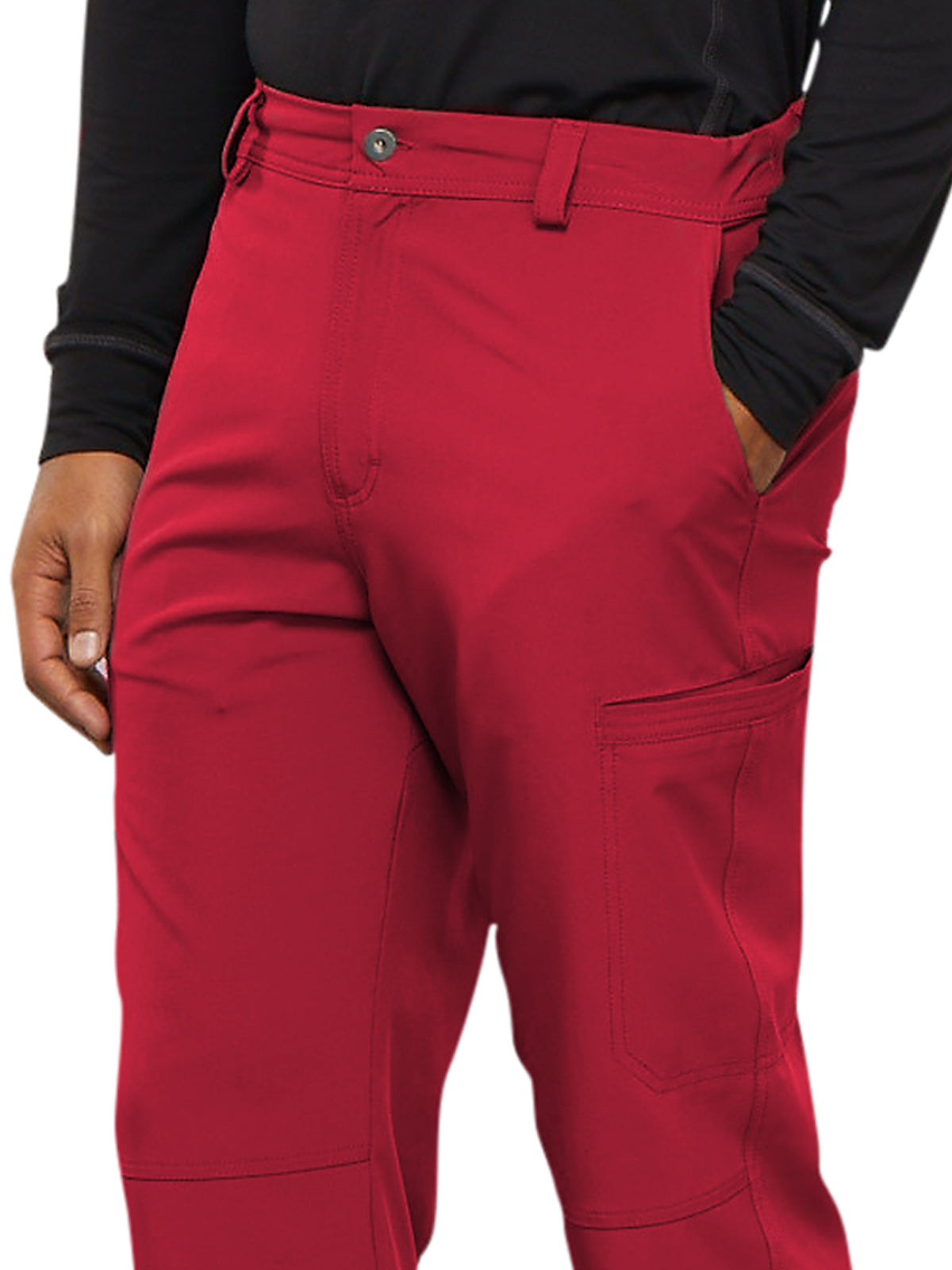 Men's Zip Fly Button Closure Tapered Leg Pant