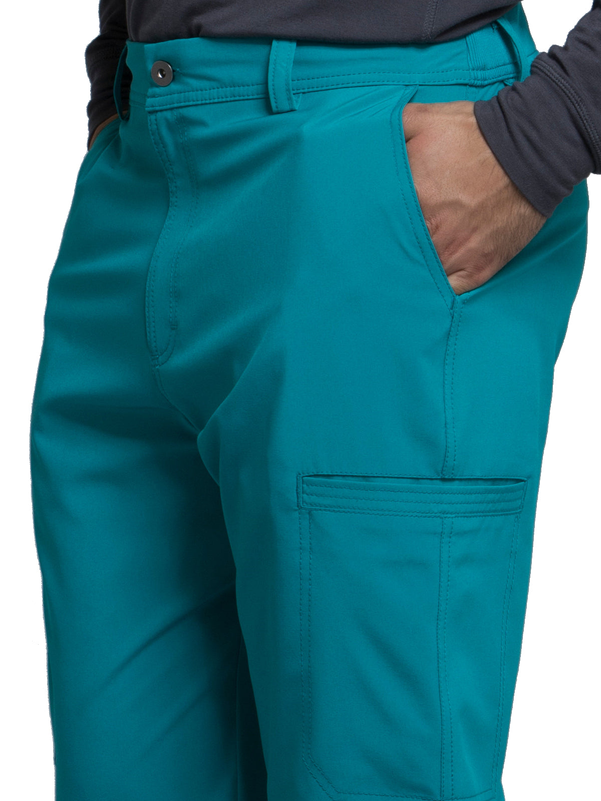 Men's Zip Fly Button Closure Tapered Leg Pant