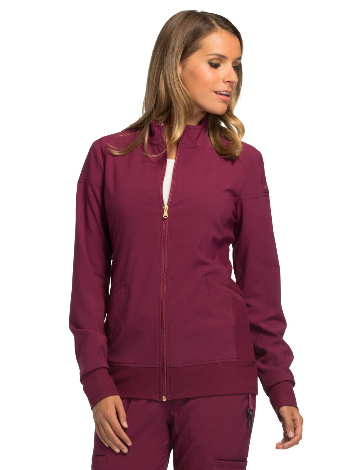 Women's 2 Pocket Zip Front Scrub Jacket