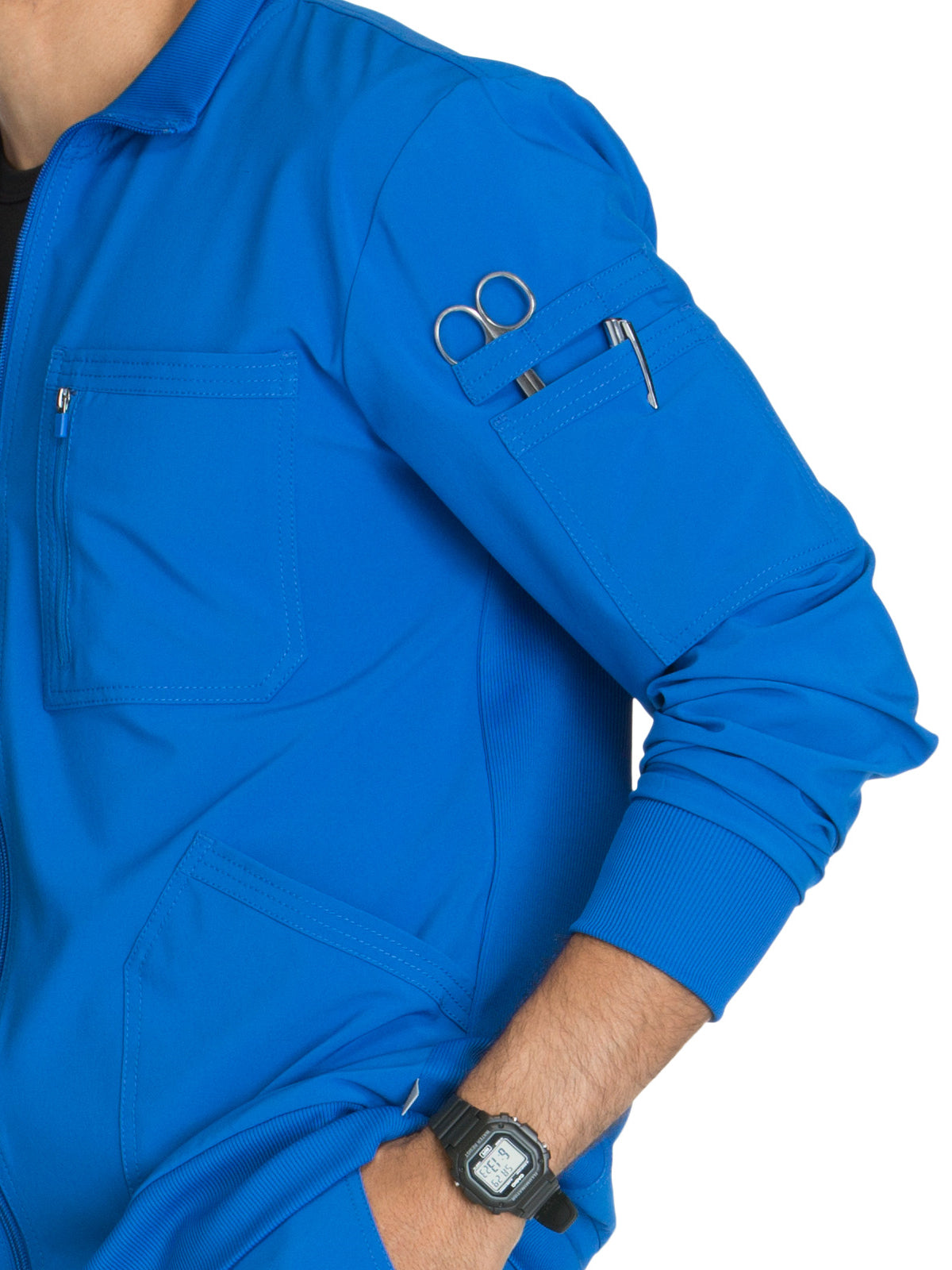 Men's 5-Pocket Zip Front Scrub Jacket