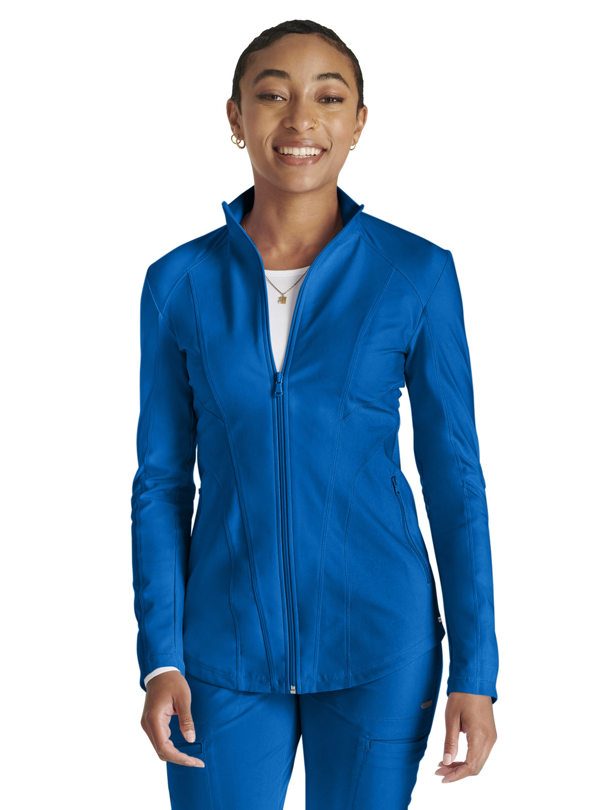 Women's Mock Neck Zip Front Scrub Jacket