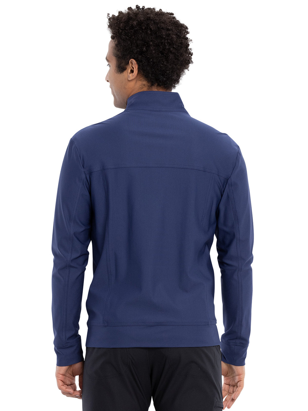 Men's Stand Up Collar Zip Front Scrub Jacket