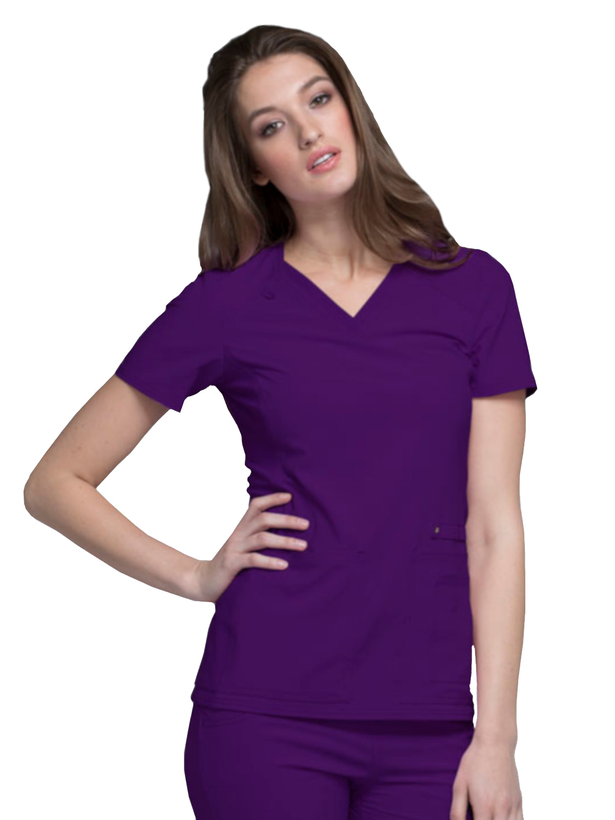 Women's 2 Pocket V-Neck Knit Side Panel Top