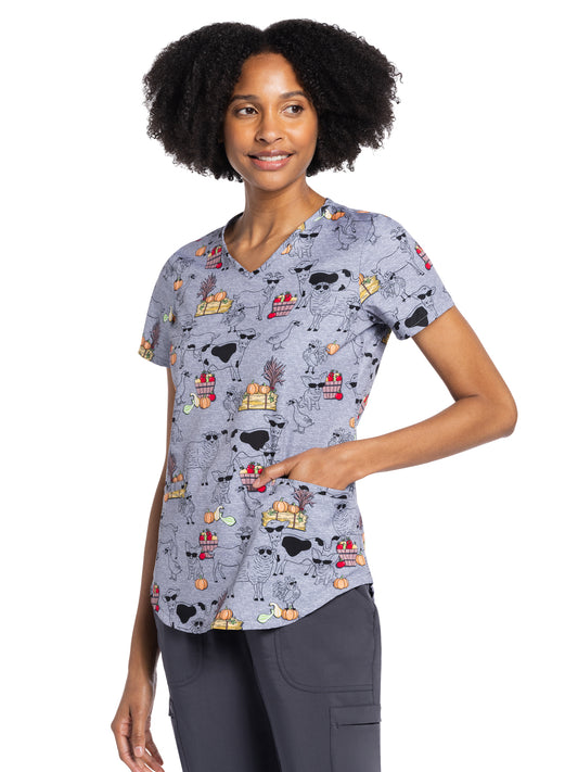 Women's V-Neck Print Top