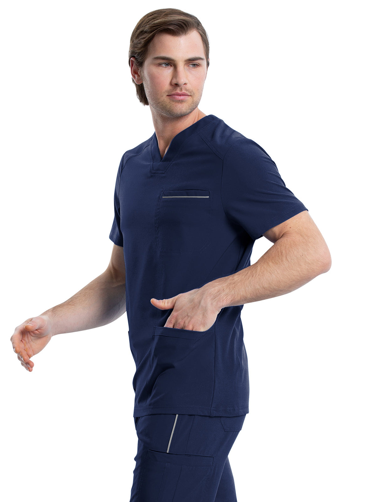 Men's Four-Pocket V-Neck Scrub Top