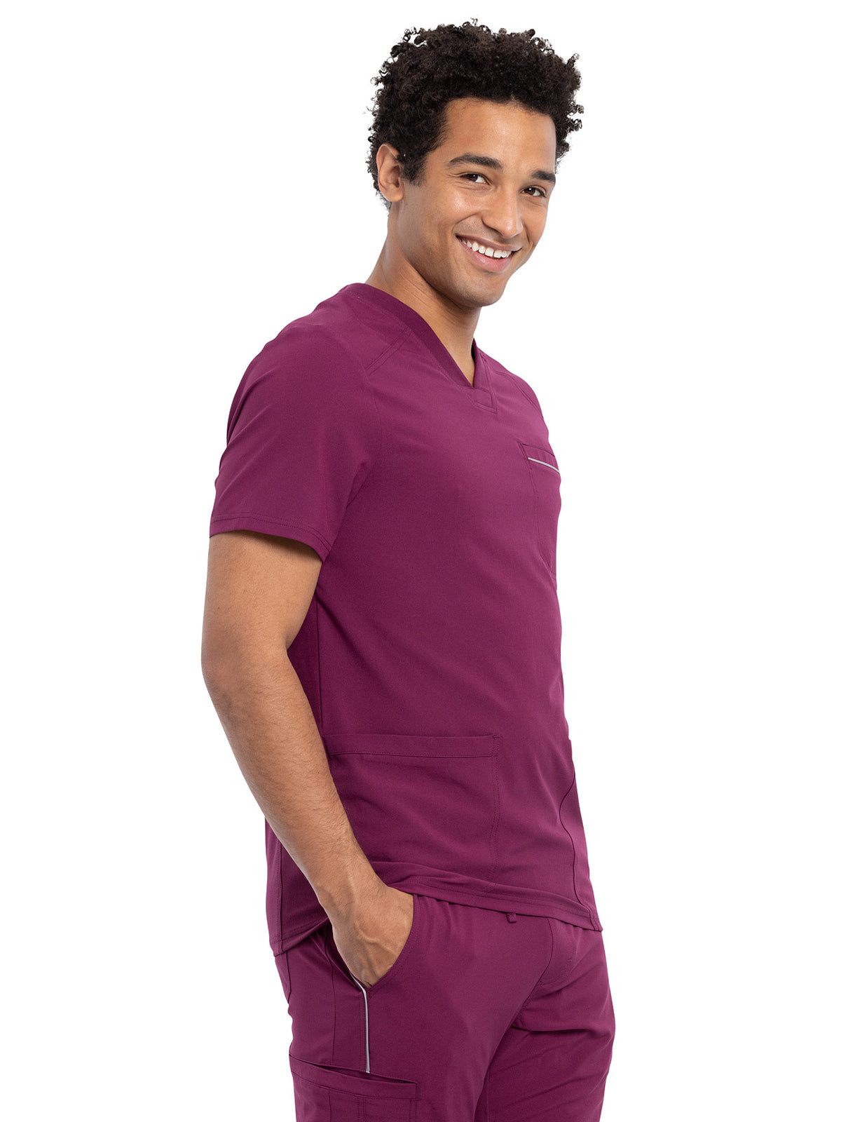 Men's Four-Pocket V-Neck Scrub Top