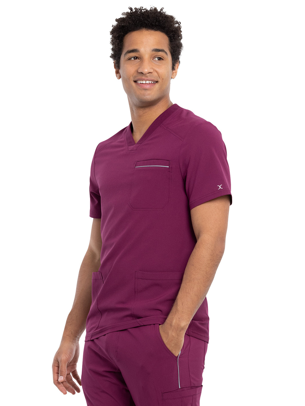 Men's Four-Pocket V-Neck Scrub Top