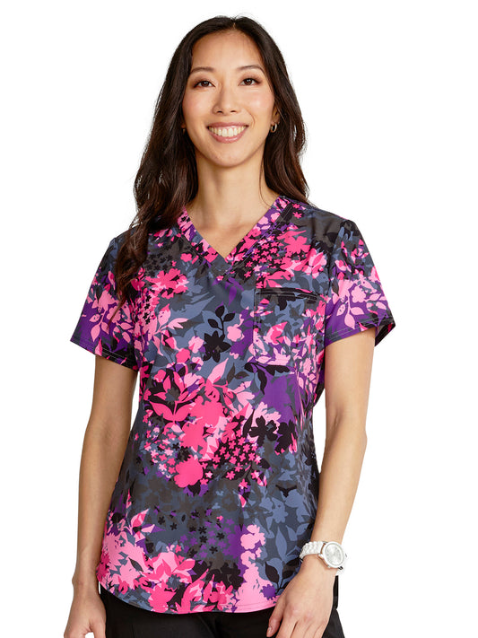 Women's V-Neck Tuckable Print Top