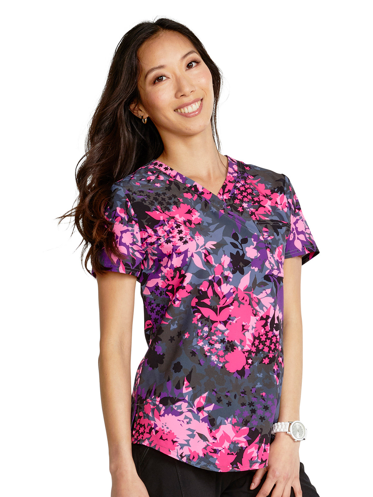 Women's V-Neck Tuckable Print Top