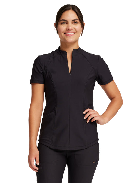 Women's Partial Zip Front Scrub Top