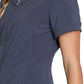 Women's Mixed Media Zip Front V-Neck Top