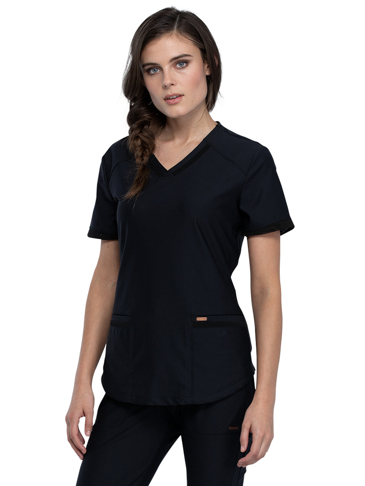 Women's Curved Hemline V-Neck Scrub Top